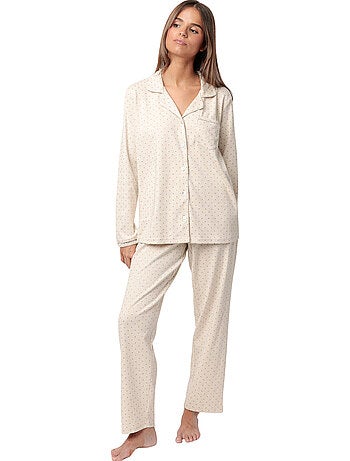 ADMAS CLASSIC Pijama Manga Larga Abierto Organic Dots para Mujer