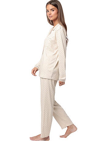 ADMAS CLASSIC Pijama Manga Larga Abierto Organic Dots para Mujer