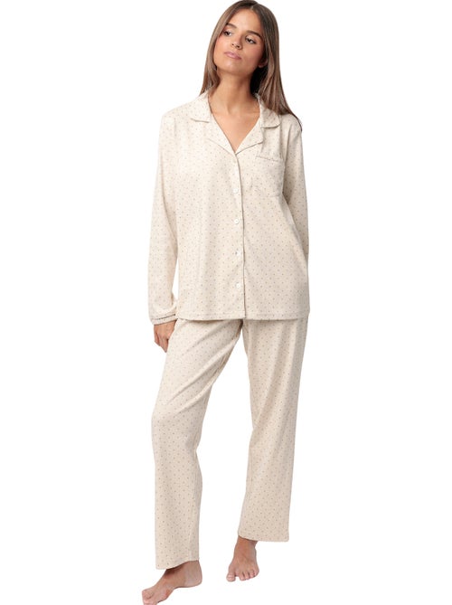 ADMAS CLASSIC Pijama Manga Larga Abierto Organic Dots para Mujer - Kiabi ADMAS CLASSIC Pijama Manga Larga Abierto Organic Dots para Mujer - Kiabi