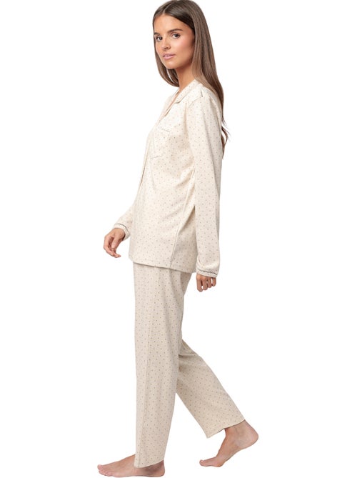 ADMAS CLASSIC Pijama Manga Larga Abierto Organic Dots para Mujer - Kiabi ADMAS CLASSIC Pijama Manga Larga Abierto Organic Dots para Mujer - Kiabi