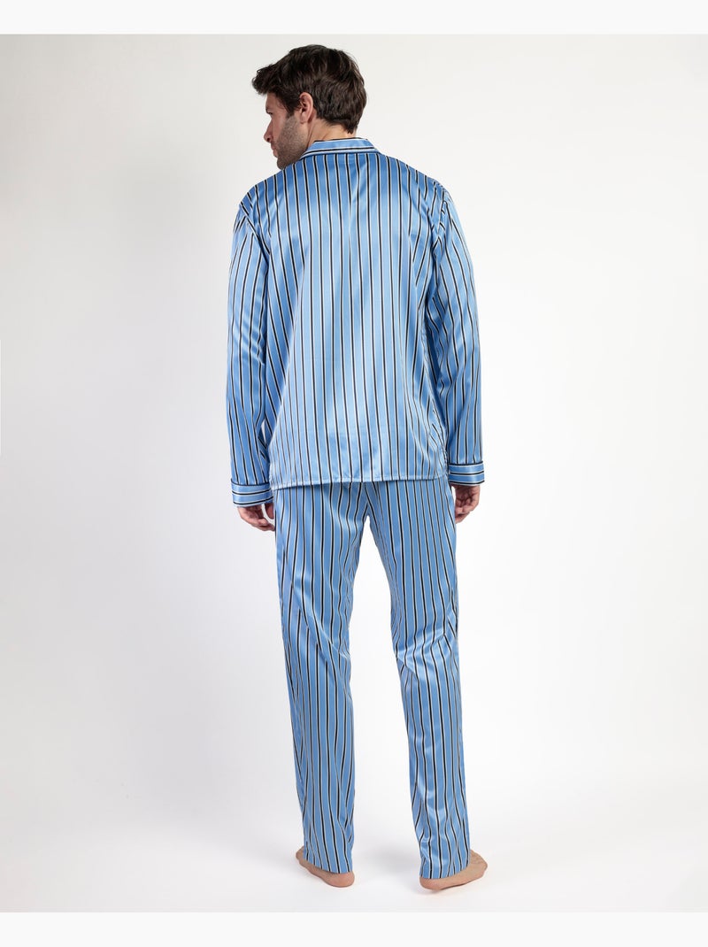 ADMAS CLASSIC Pijama Manga Larga Abierto Satinado Adm Secret para Hombre Azul - Kiabi