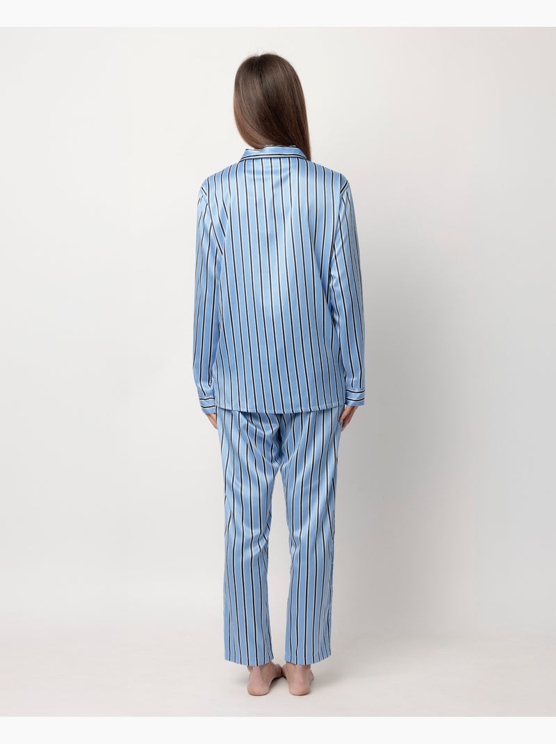 ADMAS CLASSIC Pijama Manga Larga Abierto Satinado Adm Secret para Mujer Azul - Kiabi