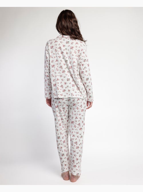 ADMAS CLASSIC Pijama Manga Larga Abierto Solapa Dots & Flowers para Mujer - Kiabi