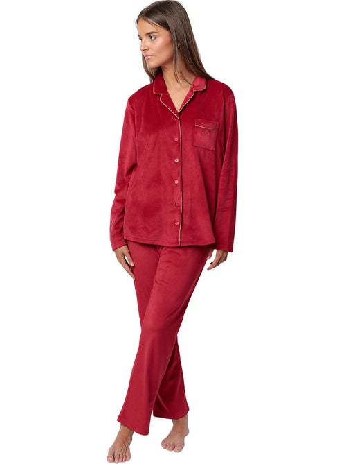 ADMAS CLASSIC Pijama Manga Larga Abierto Terciopelo Velvet Luxe para Mujer - Kiabi