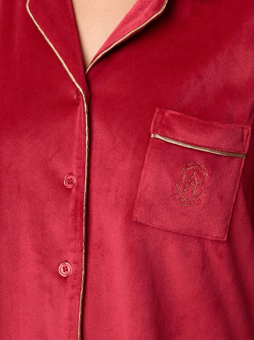 ADMAS CLASSIC Pijama Manga Larga Abierto Terciopelo Velvet Luxe para Mujer - Kiabi