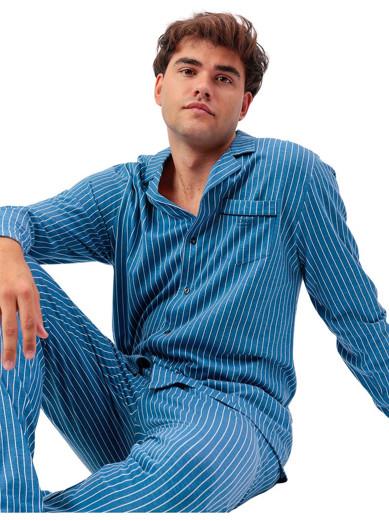 ADMAS CLASSIC Pijama Manga Larga Classic Stripe para Hombre Azul - Kiabi