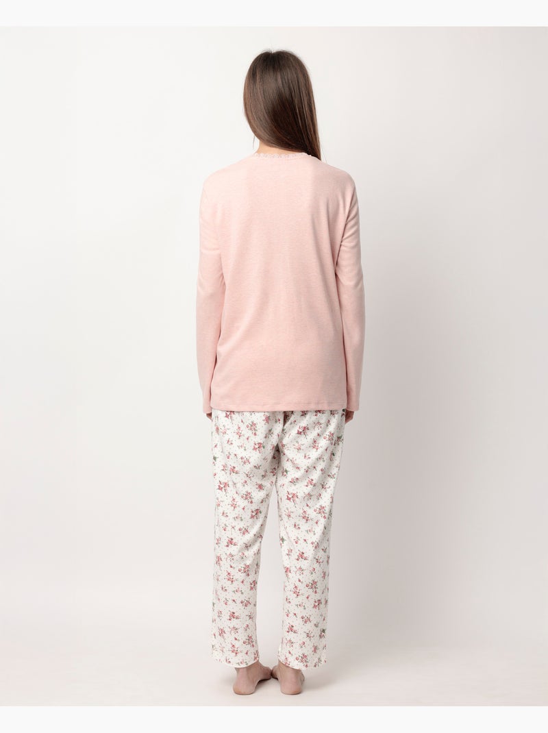 ADMAS CLASSIC Pijama Manga Larga Dots & Flowers para Mujer Coral - Kiabi