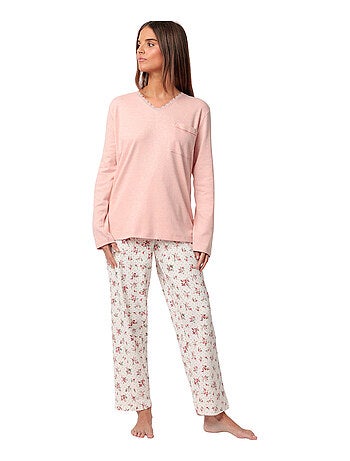 Admas classic pijama manga larga dots & flowers para mujer
