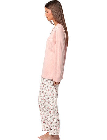 Admas classic pijama manga larga dots & flowers para mujer