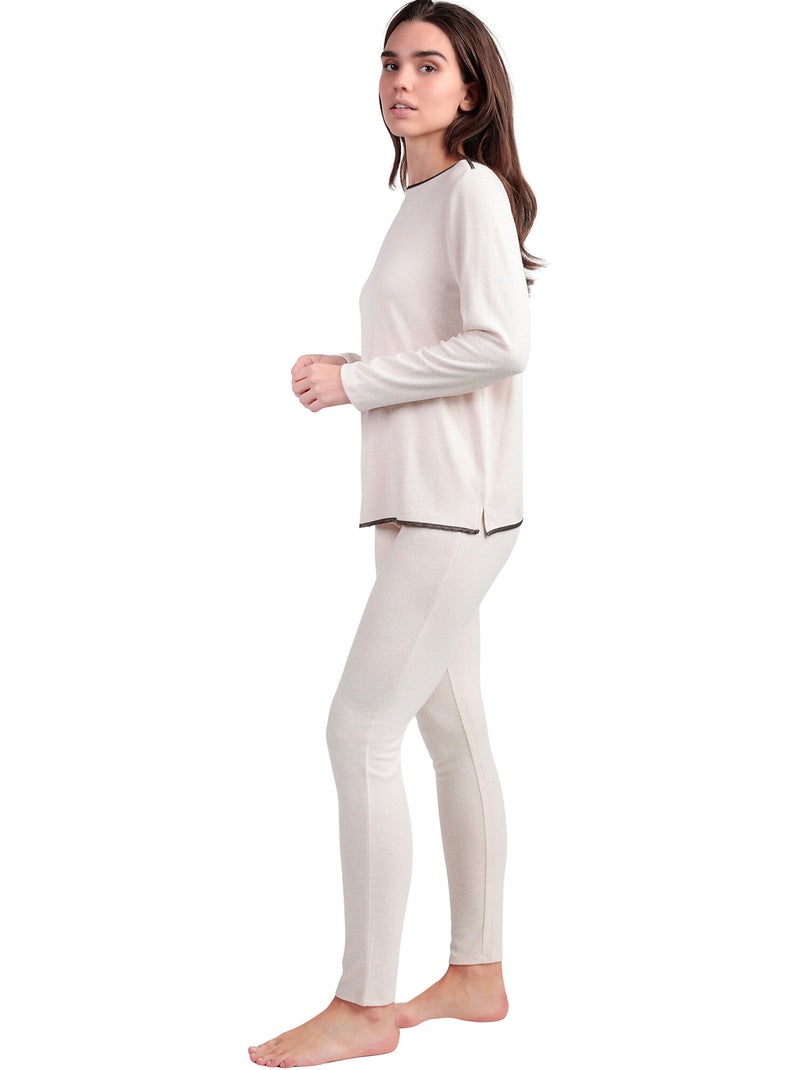 ADMAS CLASSIC Pijama Manga Larga Elegant At Home para Mujer Beige - Kiabi
