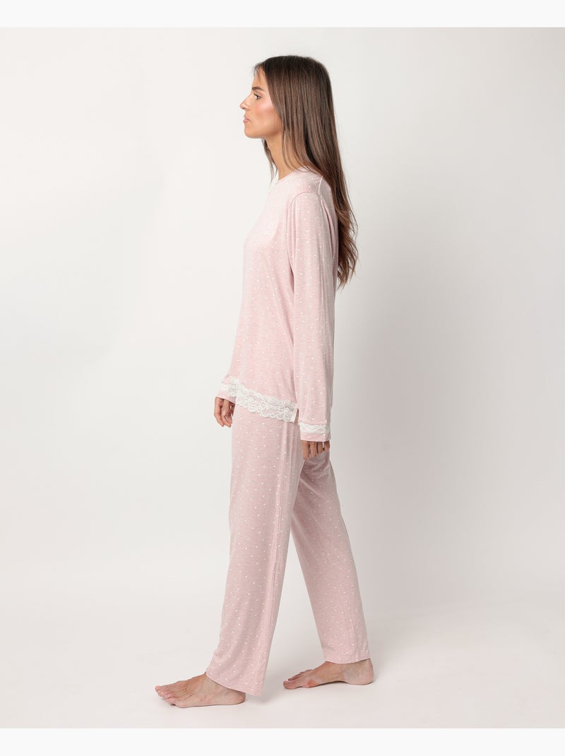 ADMAS CLASSIC Pijama Manga Larga Hearts para Mujer Rosa - Kiabi