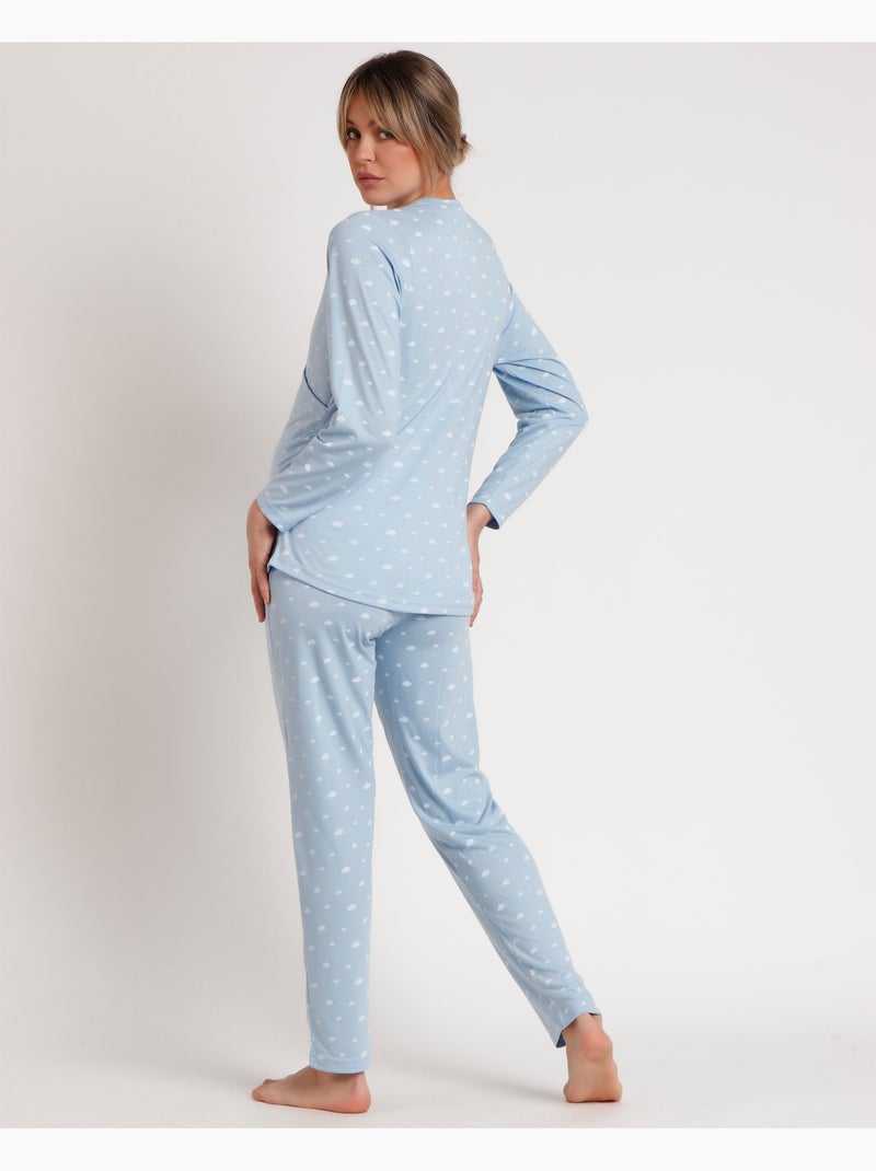 ADMAS CLASSIC Pijama Manga Larga Maternity Nubes para Mujer Azul - Kiabi