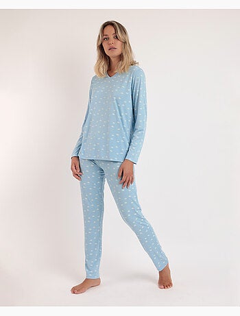 ADMAS CLASSIC Pijama Manga Larga Maternity Nubes Pico para Mujer