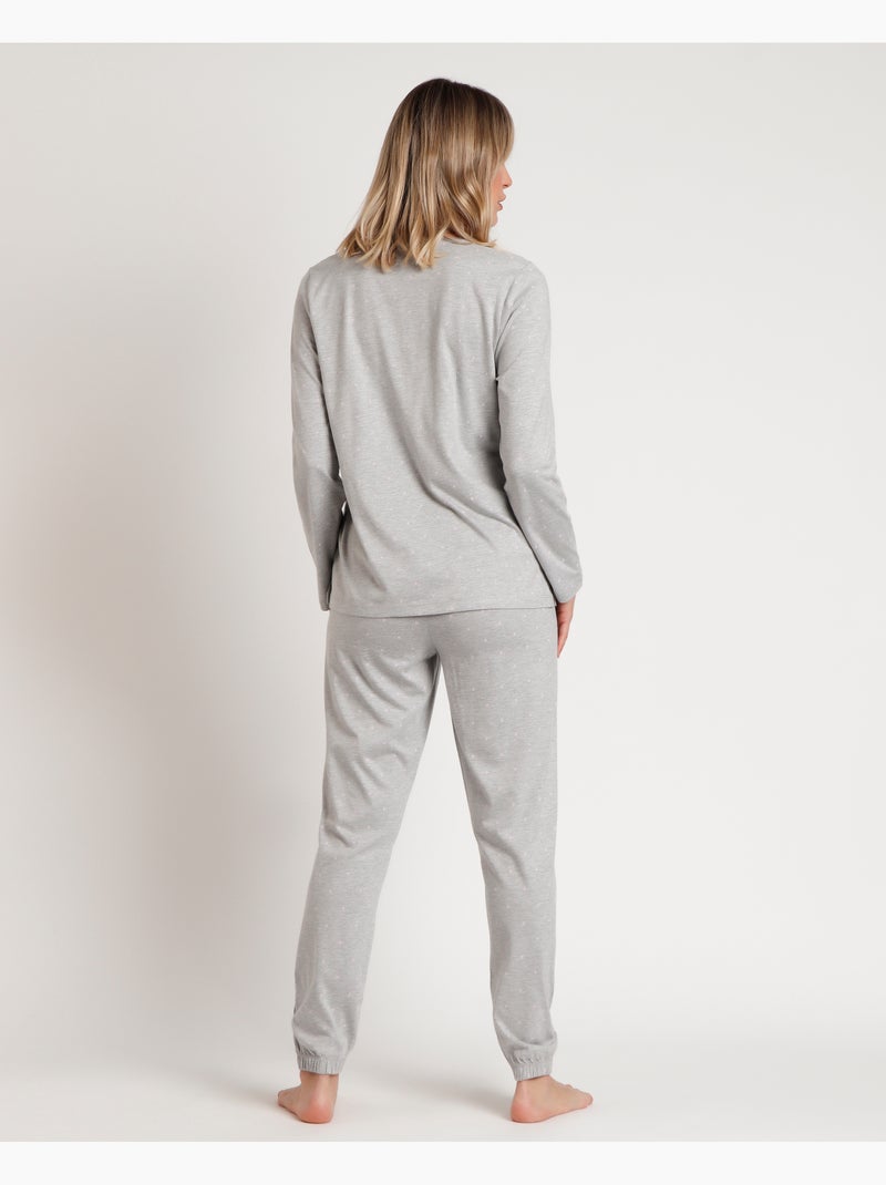 ADMAS CLASSIC Pijama Manga Larga Pink Hearts para Mujer Gris jaspeado - Kiabi