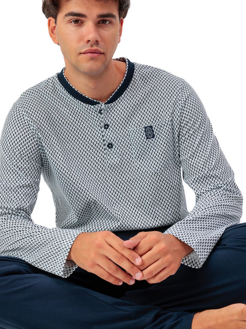 ADMAS CLASSIC Pijama Manga Larga Society para Hombre Azul - Kiabi