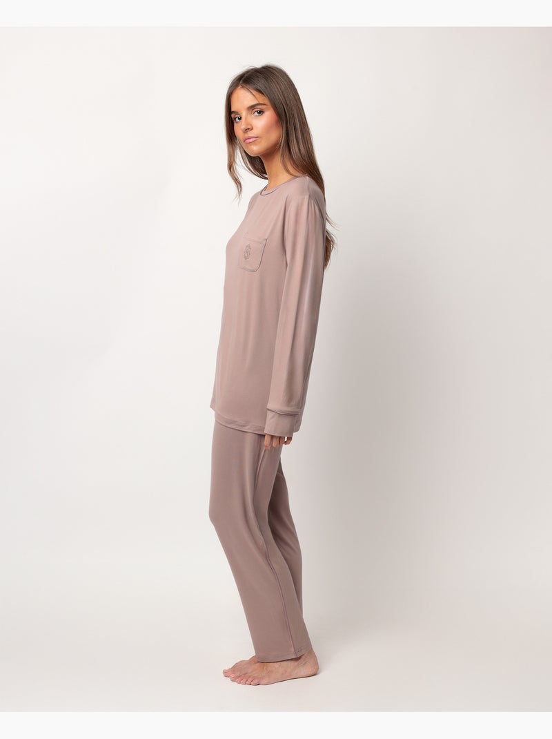 ADMAS CLASSIC Pijama Manga Larga Soft Sleep para Mujer Moca - Kiabi