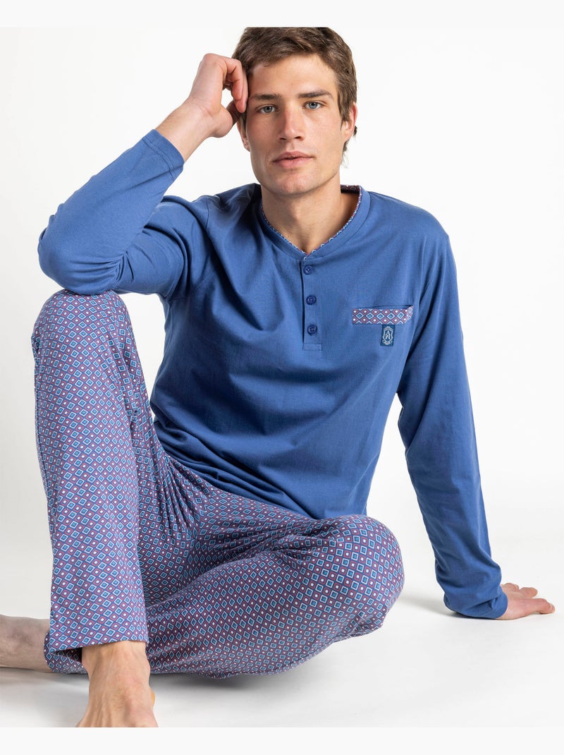 ADMAS CLASSIC Pijama Manga Larga Sterling para Hombre Azul - Kiabi