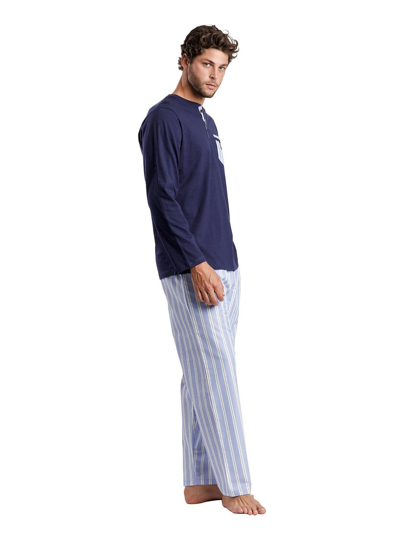 ADMAS CLASSIC Pijama Manga Larga Stripest para Hombre Azul marino - Kiabi