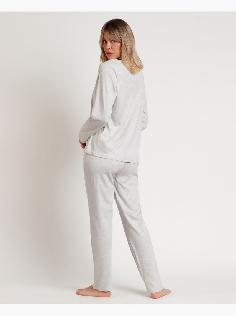 ADMAS CLASSIC Pijama Manga Larga Tapeta Classic Soft para Mujer Gris jaspeado - Kiabi