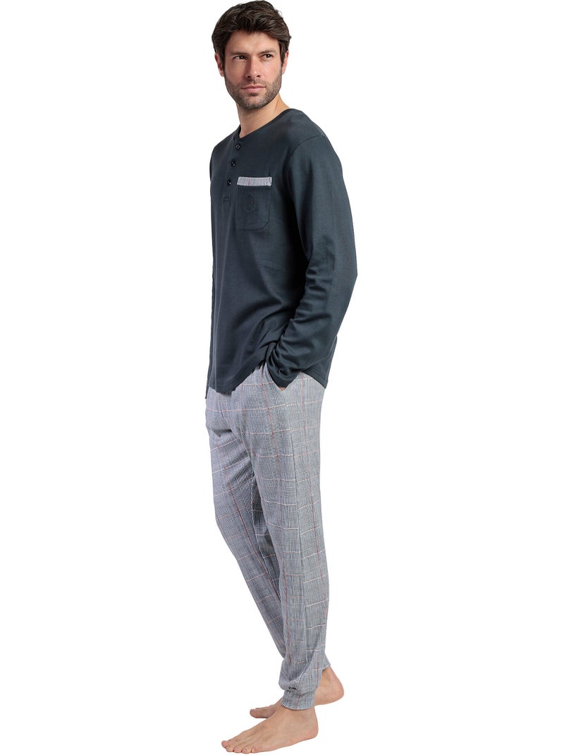 ADMAS CLASSIC Pijama Manga Larga Tapeta Harris para Hombre Gris - Kiabi