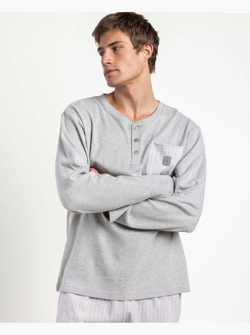 ADMAS CLASSIC Pijama Manga Larga Tapeta Heritage para Hombre Gris jaspeado - Kiabi