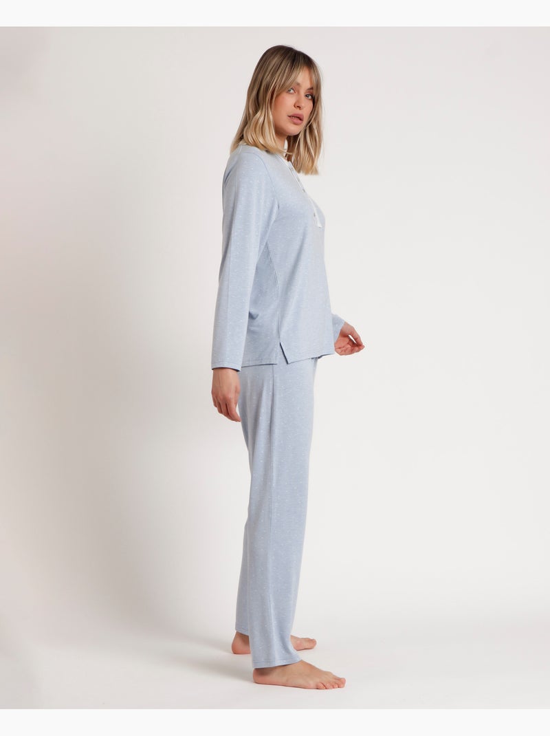 ADMAS CLASSIC Pijama Manga Larga Tapeta Soft Hearts para Mujer Azul - Kiabi