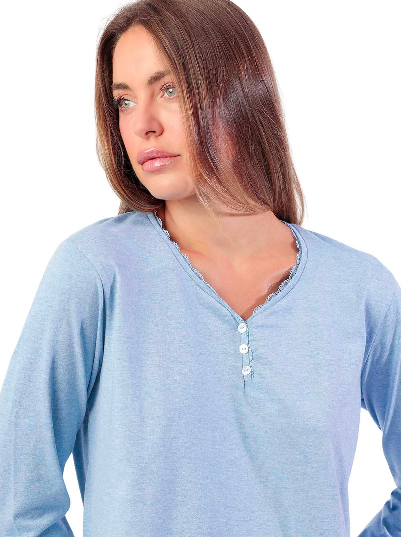 ADMAS CLASSIC Pijama Manga Larga Tapeta Stripes And Stars para Mujer Azul - Kiabi