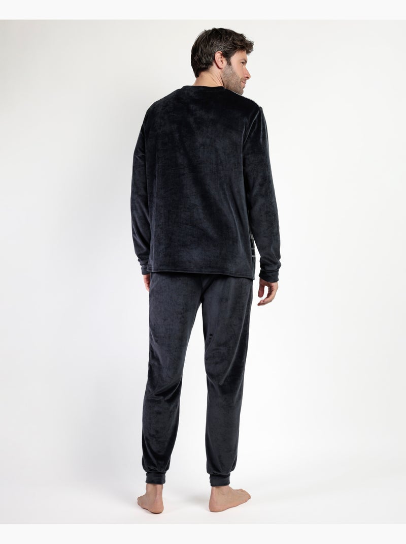 ADMAS CLASSIC Pijama Manga Larga Terciopelo Velvet Stripe Hype para Hombre Gris oscuro - Kiabi