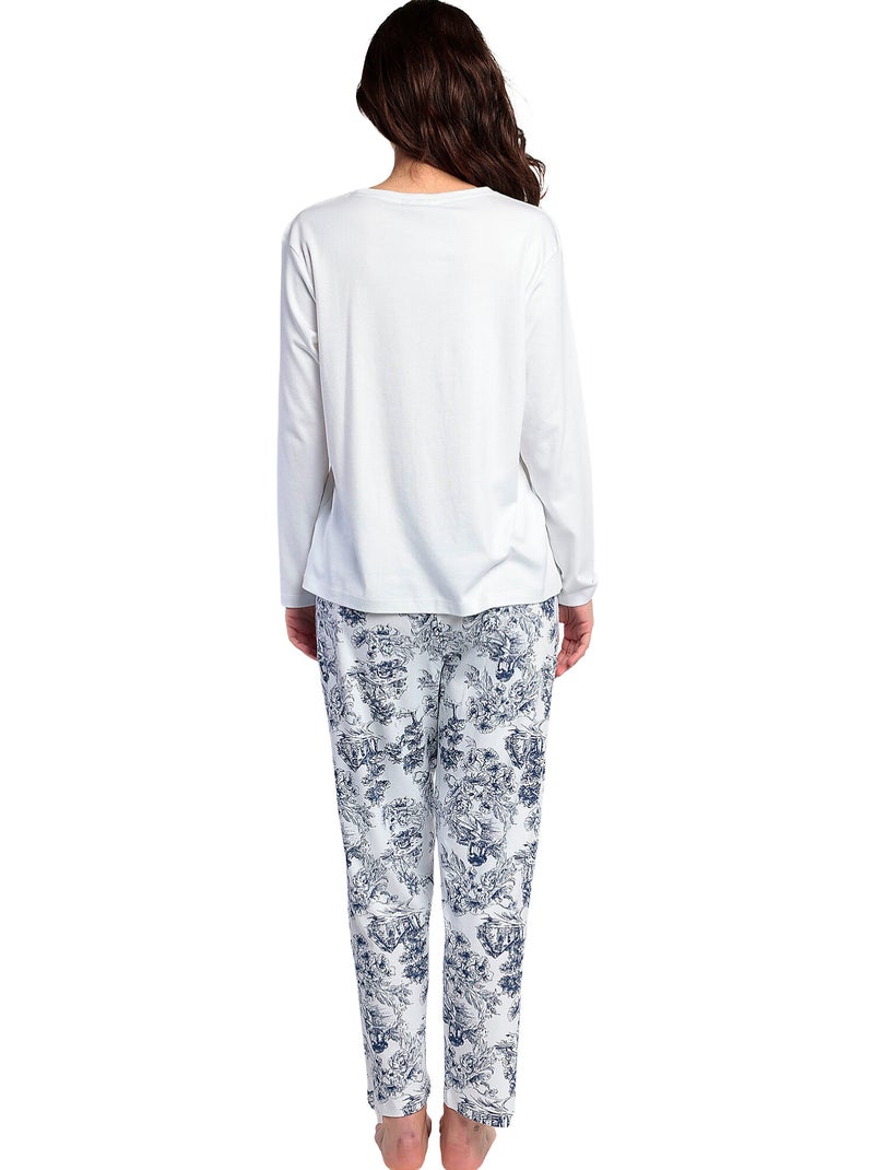 ADMAS CLASSIC Pijama Manga Larga Toile De Jouy para Mujer Azul - Kiabi