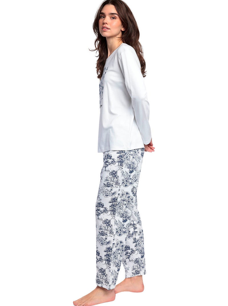 ADMAS CLASSIC Pijama Manga Larga Toile De Jouy para Mujer Azul - Kiabi