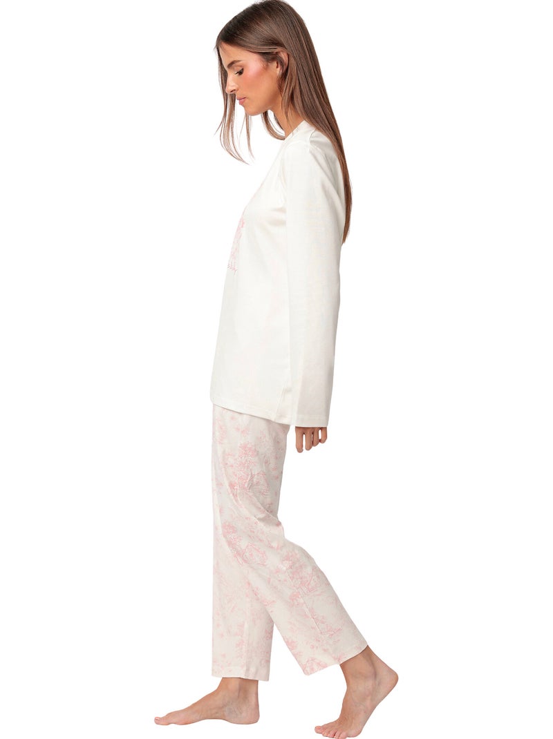 ADMAS CLASSIC Pijama Manga Larga Toile De Jouy para Mujer Rosa - Kiabi