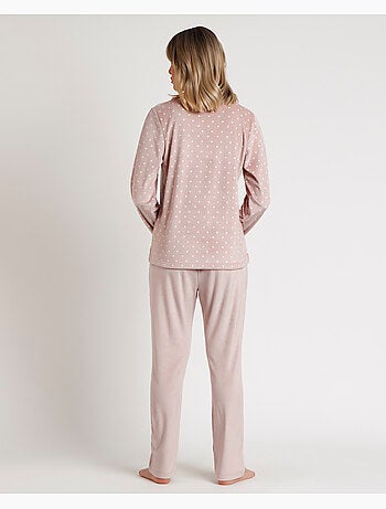 ADMAS CLASSIC Pijama Manga Larga Velvet Pico Dots Lace para Mujer