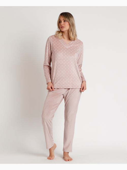 ADMAS CLASSIC Pijama Manga Larga Velvet Pico Dots Lace para Mujer - Kiabi