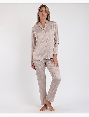 ADMAS CLASSIC Pijama Novia Abierto Manga Larga Dots Lace para Mujer