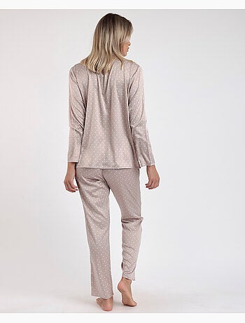 ADMAS CLASSIC Pijama Novia Abierto Manga Larga Dots Lace para Mujer