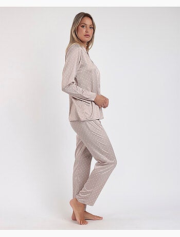 ADMAS CLASSIC Pijama Novia Abierto Manga Larga Dots Lace para Mujer