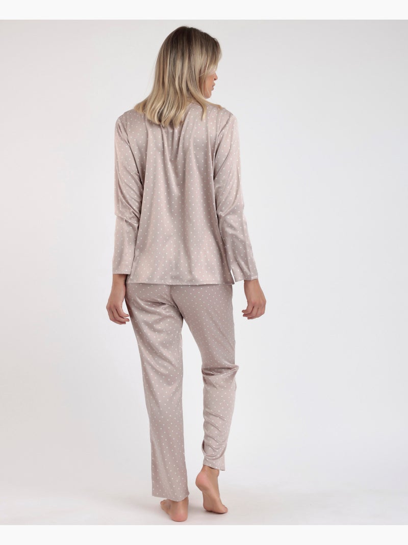 ADMAS CLASSIC Pijama Novia Abierto Manga Larga Dots Lace para Mujer Gris claro - Kiabi