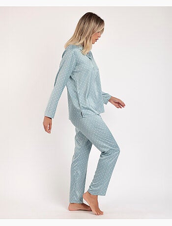 ADMAS CLASSIC Pijama Novia Abierto Manga Larga Dots Lace para Mujer