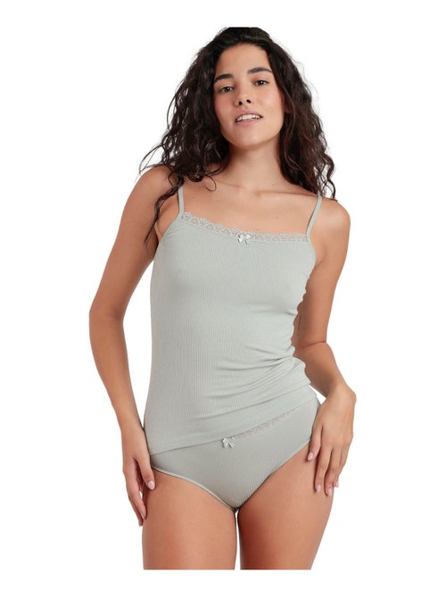 ADMAS Conjunto Camiseta Interior Canalé y Braga para Mujer - Kiabi
