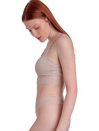 ADMAS Conjunto Top Interior Canalé y Tanga para Mujer
