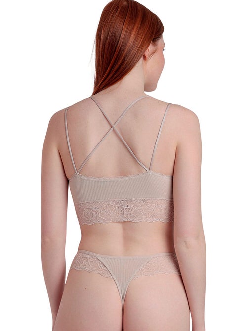 ADMAS Conjunto Top Interior Canalé y Tanga para Mujer - Kiabi