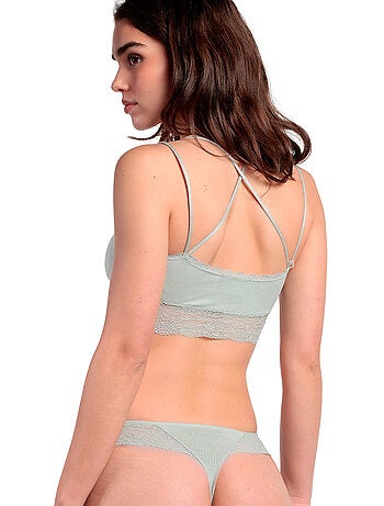 ADMAS Conjunto Top Interior Canalé y Tanga para Mujer