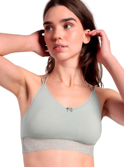 ADMAS Conjunto Top Interior Canalé y Tanga para Mujer - Kiabi