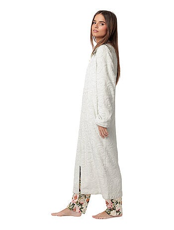 ADMAS GARDEN Bata Manga Larga Calentita Rosas Jacquard para Mujer