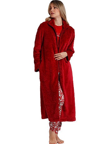 ADMAS GARDEN Bata Manga Larga Calentita Rosas Jacquard para Mujer
