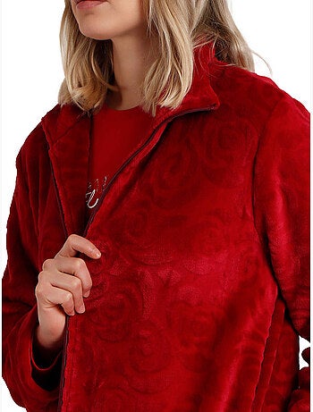 ADMAS GARDEN Bata Manga Larga Calentita Rosas Jacquard para Mujer