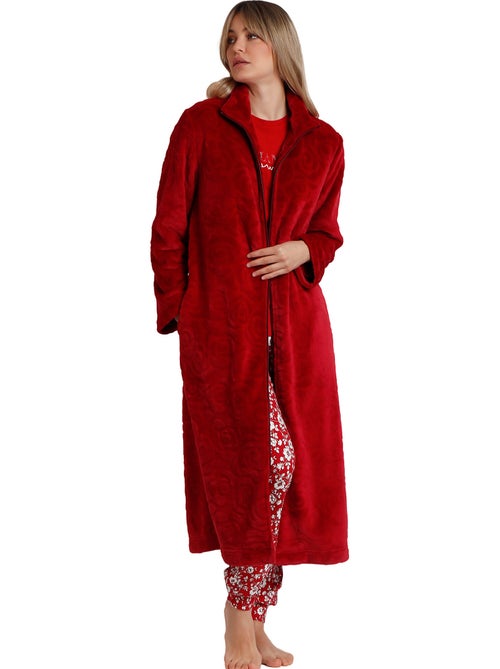 ADMAS GARDEN Bata Manga Larga Calentita Rosas Jacquard para Mujer - Kiabi ADMAS GARDEN Bata Manga Larga Calentita Rosas Jacquard para Mujer - Kiabi