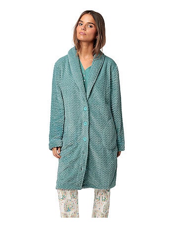 ADMAS GARDEN Bata Manga Larga Calentita Soft Peacock para Mujer