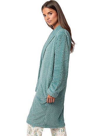 ADMAS GARDEN Bata Manga Larga Calentita Soft Peacock para Mujer
