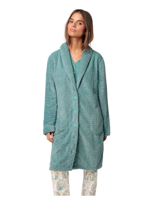 ADMAS GARDEN Bata Manga Larga Calentita Soft Peacock para Mujer - Kiabi ADMAS GARDEN Bata Manga Larga Calentita Soft Peacock para Mujer - Kiabi